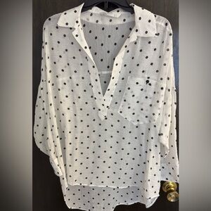Zara Black and White Polka Dot Blouse